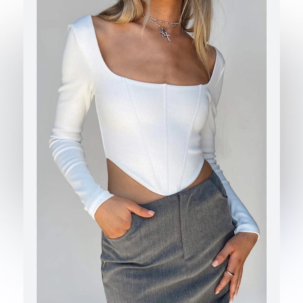 Princess Polly Off-White Long Sleeve Bodysuit
